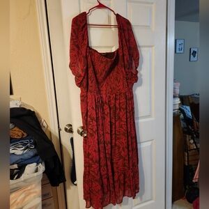 Torrid Burgundy Floral Long Sleeve Dress